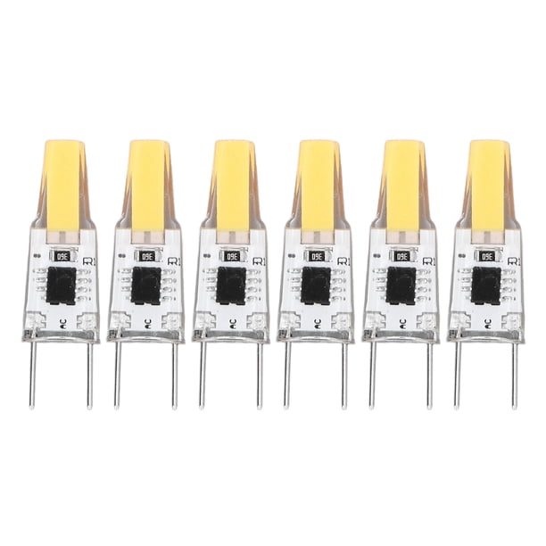 6 bombillas LED G8 de 3 W COB regulables, 360 grados de luz, ahorro de energía, 50 000 horas de duración, para luz de techo y pared, 100-130 V, blanco cálido.