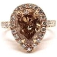 thumbnail image 2 of Gems Jewels 925 Sterling Silver 2.25 Ct Pear Cut Brown Diamond Christmas Wedding Engagement Thanksgiving Halo Ring For Women's 14K Rose Gold Plated-5, 2 of 3
