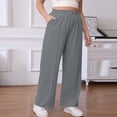 thumbnail image 2 of Women's Loose Casual Sweatpants, Solid Color Plus Size Pants with Elastic Waist Drawstring and Side Pockets, Home & Travel Wear | VerBelle,Dark Gray 4XL, 2 of 7