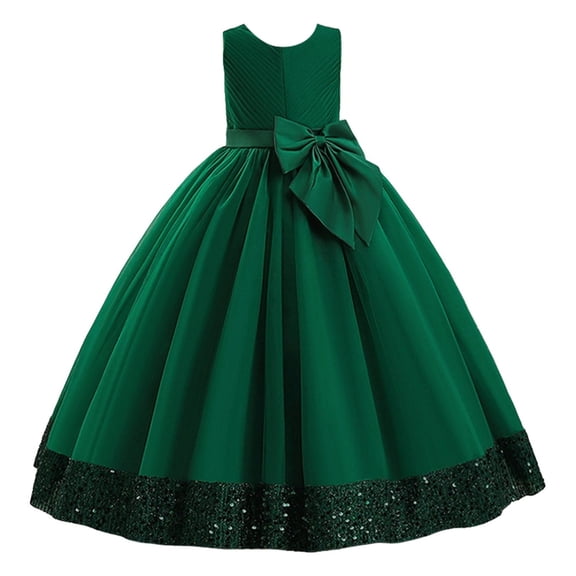 EnJoCho Flower Girls Formal Pageant Comunion Princess Wedding Gown, Long Tulle Lace Dance Ball Elegant Bridesmaid Dress for Kids