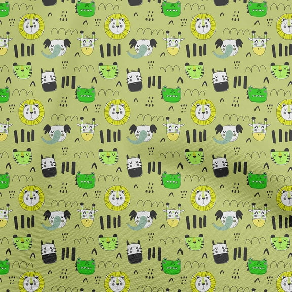 oneOonePolyesterSpandexLightGreenFabricKidsAnimalDiyClothingQuiltingFabricPrintFabricByYard56InchWide
