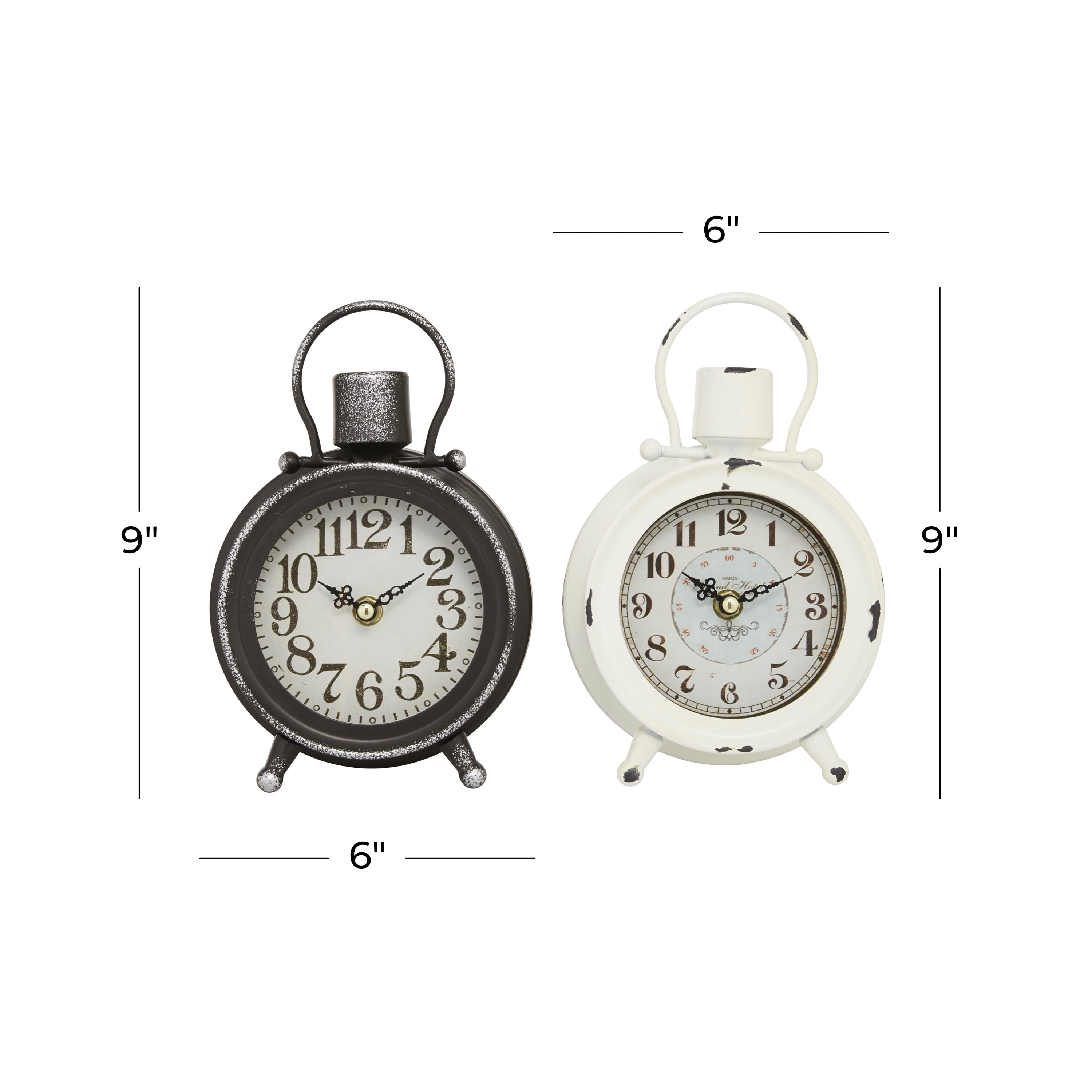 DecMode 9" Black Metal Stopwatch Style Clock, Set of 2