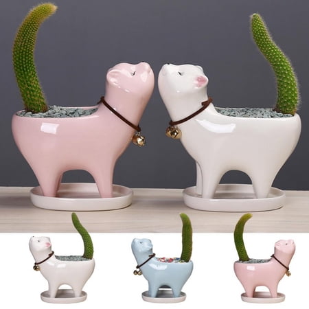 Cute Cat Succulent Planter Animal Shaped Flower Pot Decor for Home Office Desk