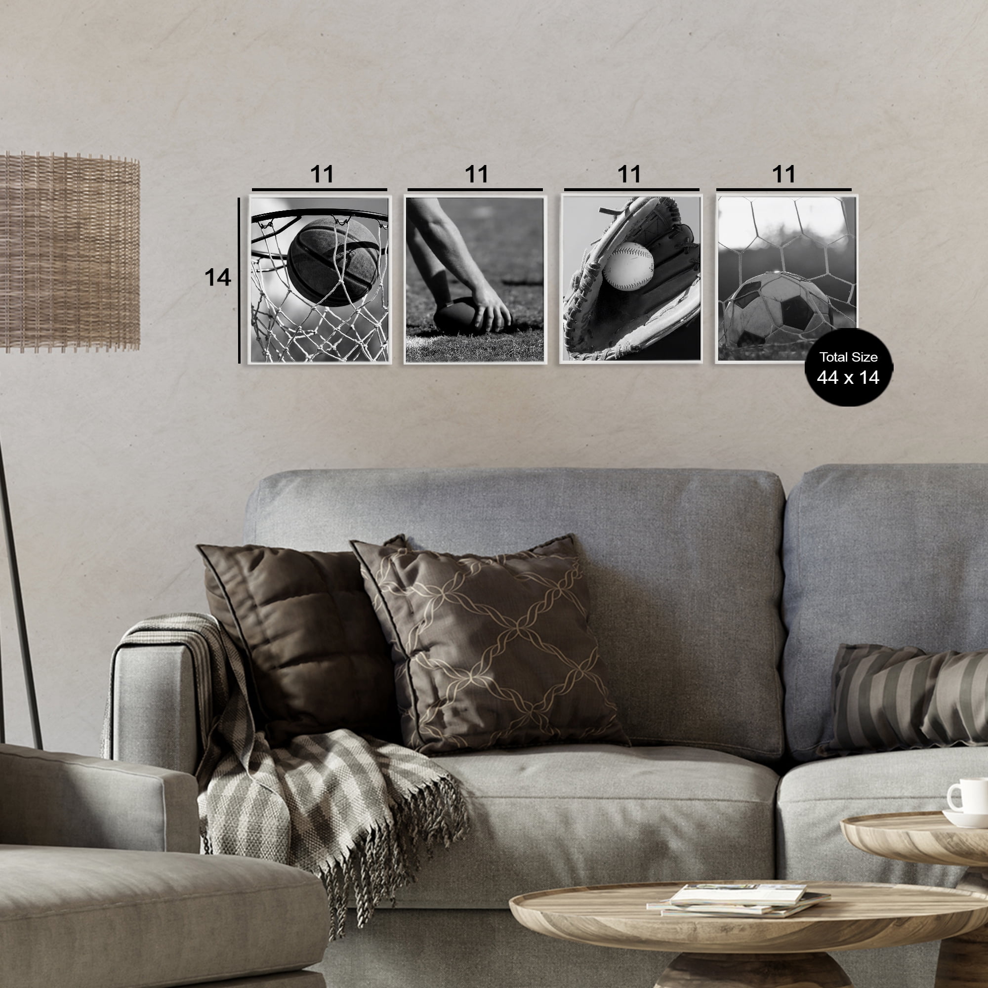 Stupell Industries Athletic Sports In Action 4 Piece White Framed Giclee Art Set, design by Marcus Prime