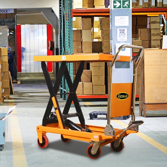 APOLLOLIFT 35.4" Max Hydraulic Scissor Lift Table Cart 660lb Hand Scissor Lift, 32.1x19.7" Table Size