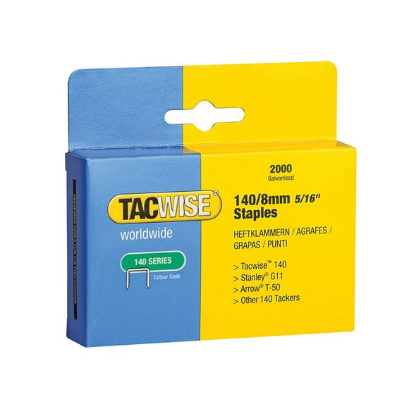 Tacwise - 140 Heavy-Duty Staples 8mm (Type T50 G) (Pack 2000)