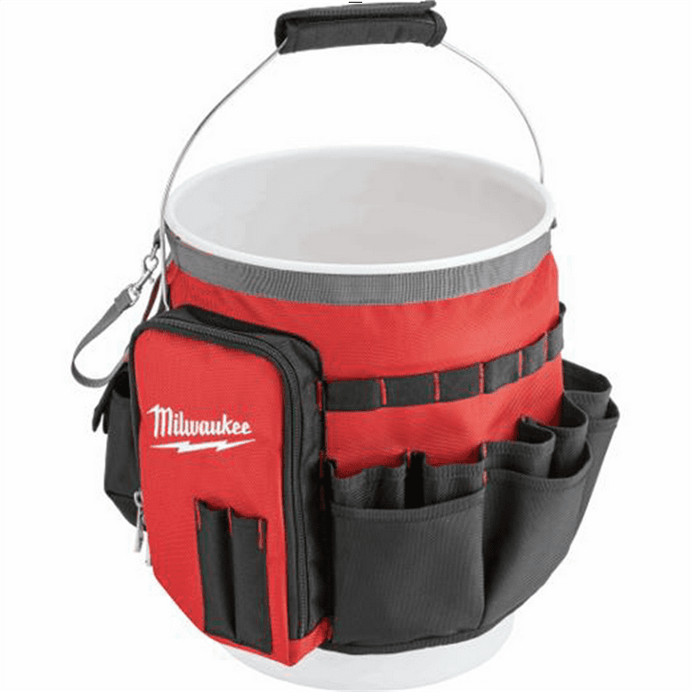 Milwaukee Red Bucket Organizer Wrap with 34 Pockets, Comfortable