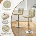 thumbnail image 4 of Topeakmart Modern PU Leather Bar Stools with Tufted Backrest and Footrest, Set of 2, khaki, 4 of 7