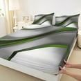 thumbnail image 3 of Feelyou Adult Modern Fashion Queen Sheet Sets, Green Abstract Geometric Flat Sheet, Stripes Ombre Queen Fitted Sheet, Breathable Home Decor, 4pcs, 3 of 7
