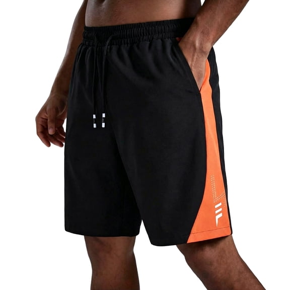 Boyscolos Athletic Shorts for Men Quick Dry Elastic Drawstring Bermuda Gym Shorts Hiking Summer Workout Pants with Pockets Saffron M