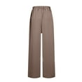 thumbnail image 5 of ibuvkizy Wide Leg Pants for Women Fall Winter,Women's Casual Drawstring Wide Leg Pants Solid Waist Bandage Loose Long Pants with Pocket Brown,XL, 5 of 5