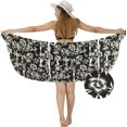 thumbnail image 4 of HAPPY BAY Women's Pareo Beach Wrap Swimsuit Bikini Sarong One Size Black, Floral, 4 of 4
