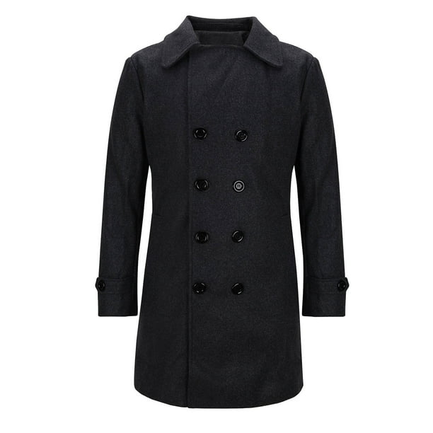 AnuYalue Mens Trench Coat Lapel Double Breasted Long Sleeve Coat