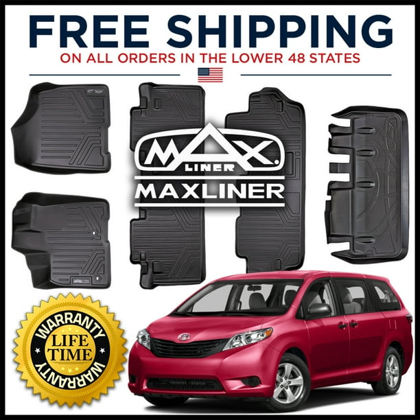 Amazon Com Toughpro Floor Mat Accessories Full Set Storage Compatible With Toyota Sienna 8 Seater All Weather Heavy Duty Black Rubber 2011 2012 2013 2014 2015 2016 2017 2018 2019 2020 2021 Automotive