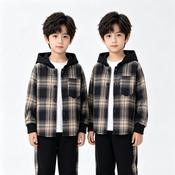 KEXE Boys 2 Piece Outfits Boys Fall Clothes Hood Top And Jogger Pants Set For Little Kids