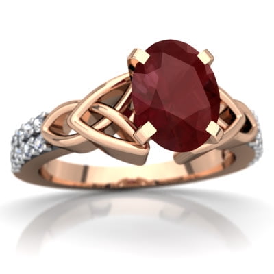 - Ruby Celtic Knot Engagement Ring in 14K Rose Gold