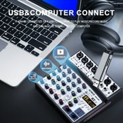 BOMGE 6 Channel Audio Sound Mixer - Professional Digital DJ Mixing Console for Live Streaming,, Karaoke and Stereo Recording - With PC Computer Record Playback/ Bluetooth/MP3/USB/48V /16 DSP-black