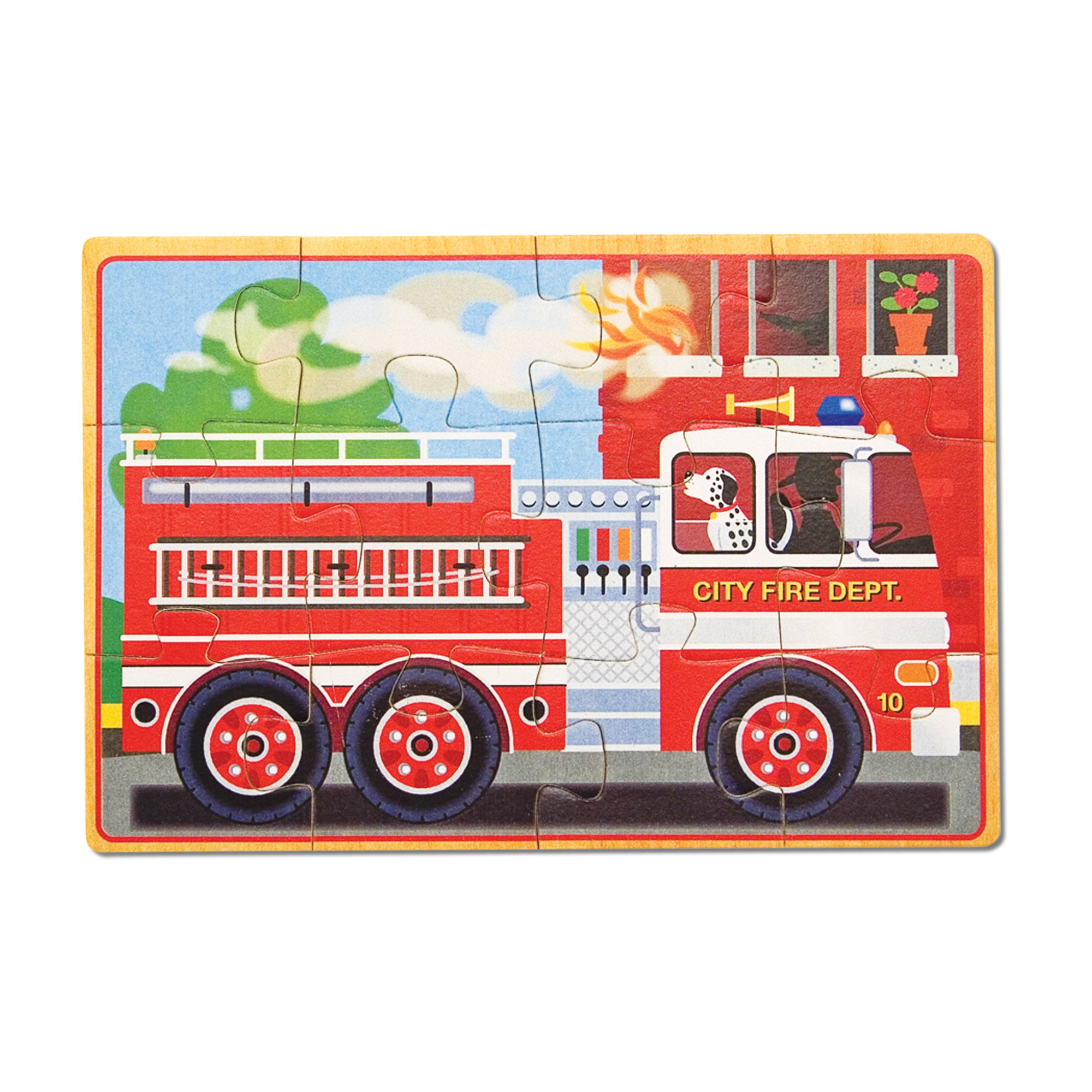 Pre School First Puzzle Wooden Mini Puzzle 6 Piece Fire Engine Puzzle 