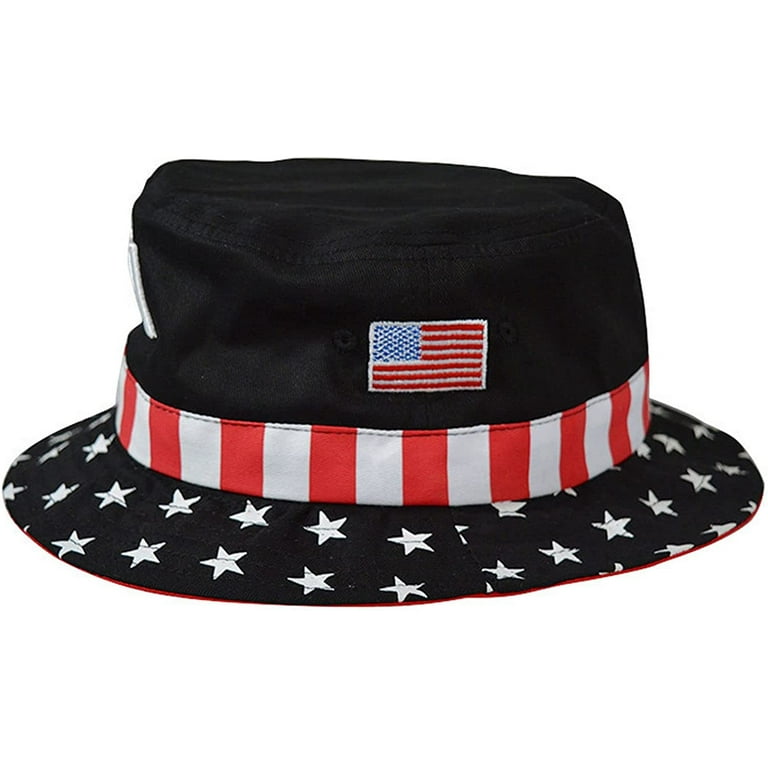 Youi-gifts Bucket Hat unisex American Flag Summer Beach Sun Cap for Women Men Cotton Packable Reversible Print Travel Headwear, Adult Unisex, Size