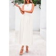 thumbnail image 4 of Vestido PRETTYGARDEN Primavera Verano Sin Mangas Línea A Midi Blanco Talla L, 4 of 8