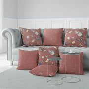 Butterfly Garden Bowl Throw Pillow with Removable Cover in Orange 20x20