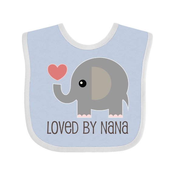 Inktastic Loved by Nana Grandchild Elephant Boys or Girls Baby Bib