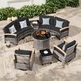 thumbnail image 4 of MEISSALIVVE 9-Piece Half-Moon Curved Outdoor Patio Furniture Set, Sectional Conversation Sofa with 2 Swivel Glide Chairs, Round Coffee Table for Backyard Deck Garden, Black, 4 of 10