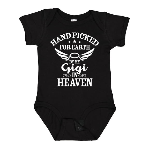 Inktastic Handpicked for Earth by My Gigi in Heaven with Angel Wings Boys or Girls Baby Bodysuit