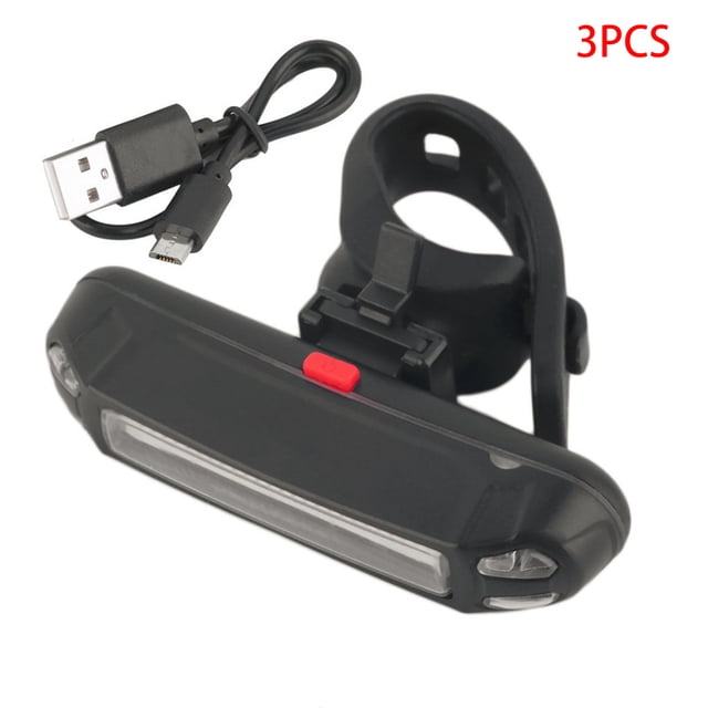 3 Pieces LED Bike Tail Lamp Multi Modes Cycling Warning Light Waterproof USB Rechargeable Rear Light, Red Blue Light