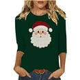 thumbnail image 2 of Pounoo Christmas Tree Christmas Sweatshirt for Women Xmas Holiday Cute Print Crewneck 3/4 Raglan Sleeve Pullover Top Fall Clothes Gift, 2 of 4