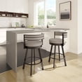 thumbnail image 4 of Home Square 3 Piece Polyester and Metal Swivel Bar Stool Set in Beige/Dark Brown, 4 of 4