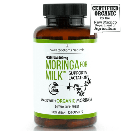 Organic Moringa For Milk (Malunggay) Capsules for Nursing Moms - Increase Milk Production Naturally - 100% Natural & Gluten-Free - 120 Vegan Moringa Pills 500