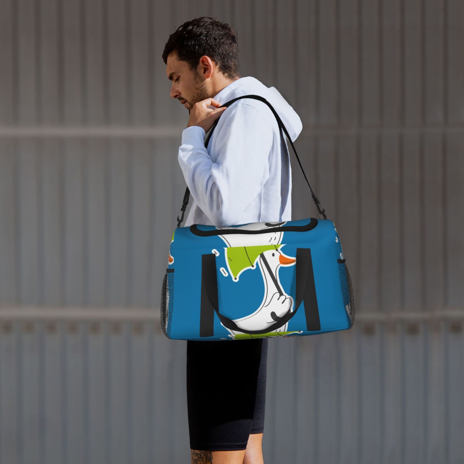 Fuzoiu Goose Holding an Umbrella Print Travel Duffle Bag,Carry On Tote Bags,Duffel Bag,Sport Gym Bag, Hospital Bag for Labor and Delivery, Overnight Bag,Luggage Bag