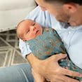 thumbnail image 2 of Sweet Jojo Designs Boho Floral Wildflower Blue and Orange Girl Swaddle Blanket, 2 of 5