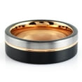 thumbnail image 2 of Men's Wedding Band Rings - Silver Black with Off-Center Rose Gold for Men and Women, 2 of 7
