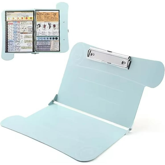 YSTIANN Metal Foldable A4 Clipboard - Nursing Data Board & Office Organizer with Storage, Portable Writing Surface with Stickers for Home, Office & Medical Use,Blue WJ85-4324