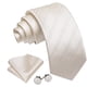 thumbnail image 2 of Set de Corbata Barry.Wang en Seda Marfil con Rayas para Hombre y Pañuelo, 2 of 7