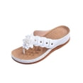 thumbnail image 3 of GERsome Women's Flip-Flops Low Wedge Open Toe Thong Sandals Comfort Slip-On Slides Summer Beach Walking Shoes, White Size 5.5, 3 of 10