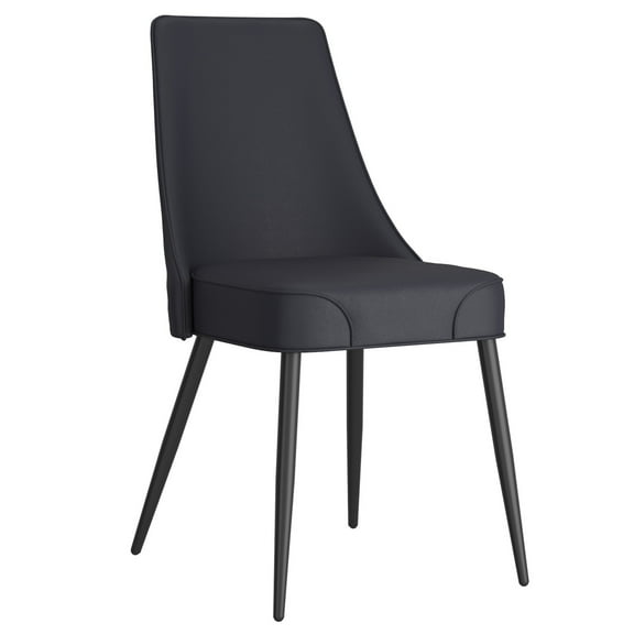 Inspire Modern Faux Leather Metal Dining Chair Faux Leather Set of 2 Black Black