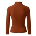 thumbnail image 7 of Women Turtleneck Shirt Long Sleeve Layer Tops Basic Ribbed Tees Soft Stretch Thermal Undershirts Lightweight Blouse，Light Brown L, 7 of 7