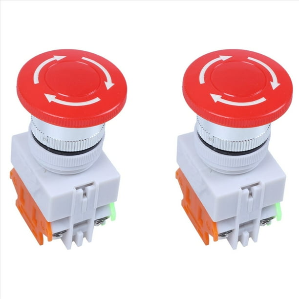 2X Rojo Seta Tapa 1No 1Nc Botones Pulsadores Emergencia Parado Interruptor Ac 660V 10A