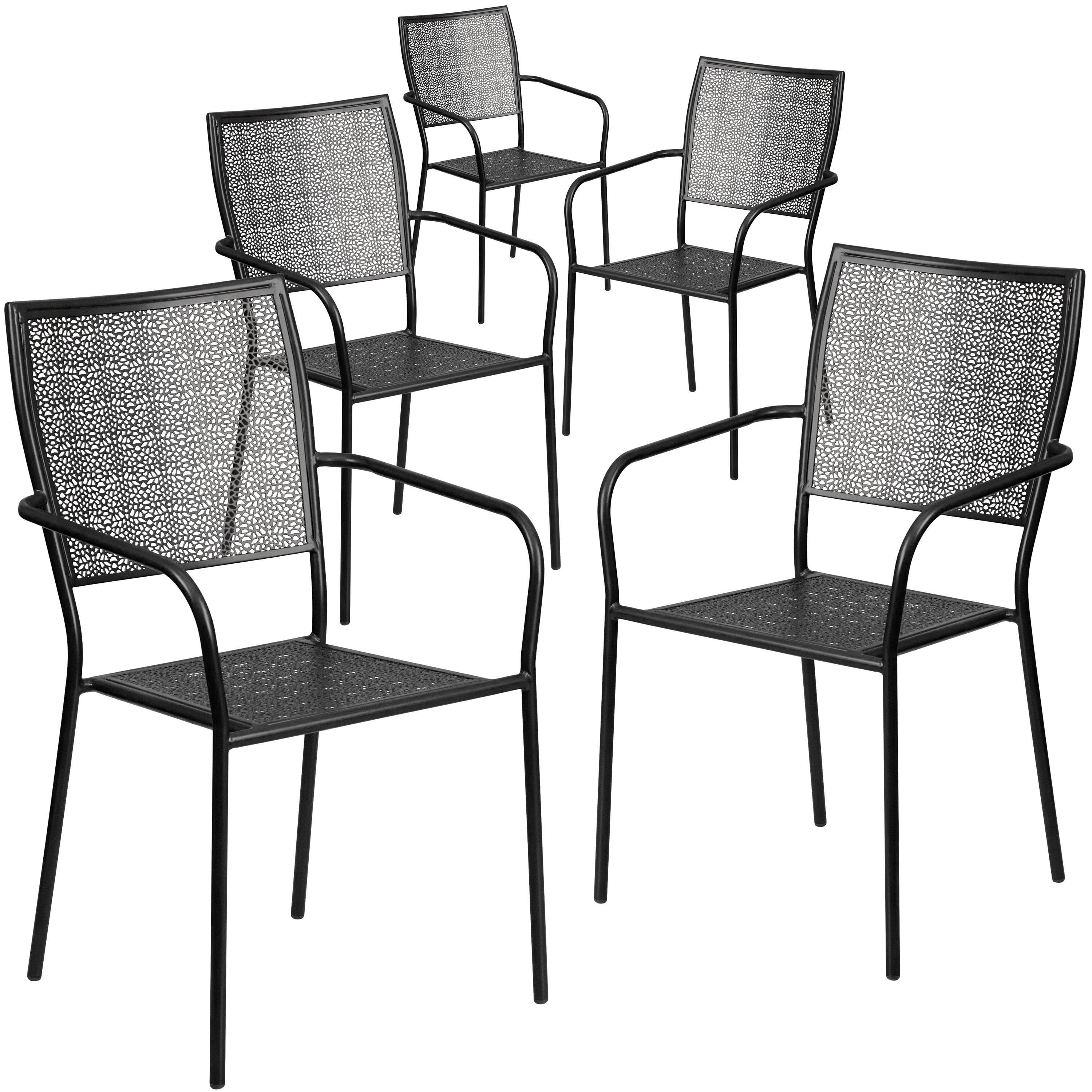 Flash Furniture Commercial Grade 5 Pack Black IndoorOutdoor Steel