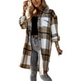 thumbnail image 2 of Qiylii Women Plaid Long Shirt, Long Sleeve Lapel Outerwear Jacket,S-XL, 2 of 5