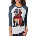 thumbnail image 1 of English British Bulldog Crown Grunge Flag Unisex Raglan T Shirt Indigo Heather-Heather White SM, 1 of 1