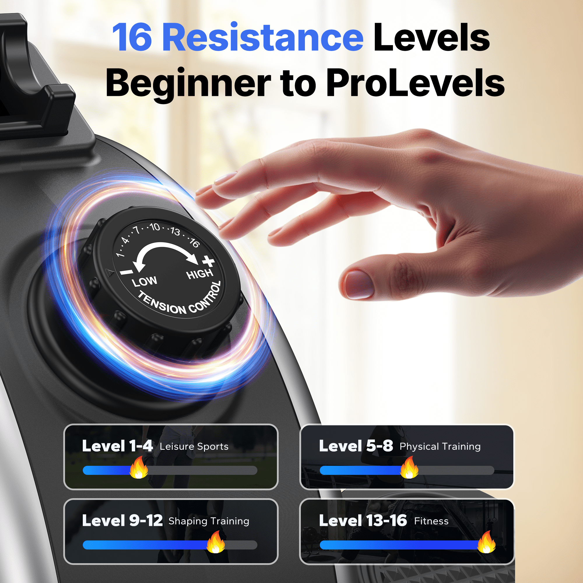 MERACH Magnetic Rowing Machine 350lbs Weight Capacity, 16 Levels of Quiet Resistance, Bluetooth Rowing Machine for Home Workout