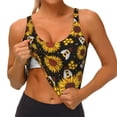 thumbnail image 4 of Fotbe Sunflowers And Bww Pattern Womens' Sports Bra Longline Wirefree Padded with Medium Support Sports Moisture-Wicking Workou Vest,Tank Top-Small, 4 of 9