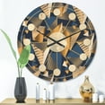 thumbnail image 2 of Designart 'Blue and Gold Cubes' Mid-Century Modern Wood Wall Clock, 2 of 5