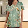 thumbnail image 2 of Busydd Scrub Tops Women Fashion Floral Print Green Scrubs for Women Casual Short Sleeve V Neck Work Nursing Uniform Tops Comfy Oversized Workwear with Pockets, 2 of 5