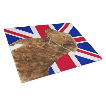 

Carolines Treasures SS4973LCB Curly Coated Retriever with English Union Jack British Flag Glass Cutting Board Large 12H