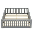 thumbnail image 3 of Bellemave Full Size Bed Floor Bed with Safety Guardrails and Door, loor Bed with Bed Slats Sturdy Wood Floor Bed Montessori Bed Frame, Gray, 3 of 11